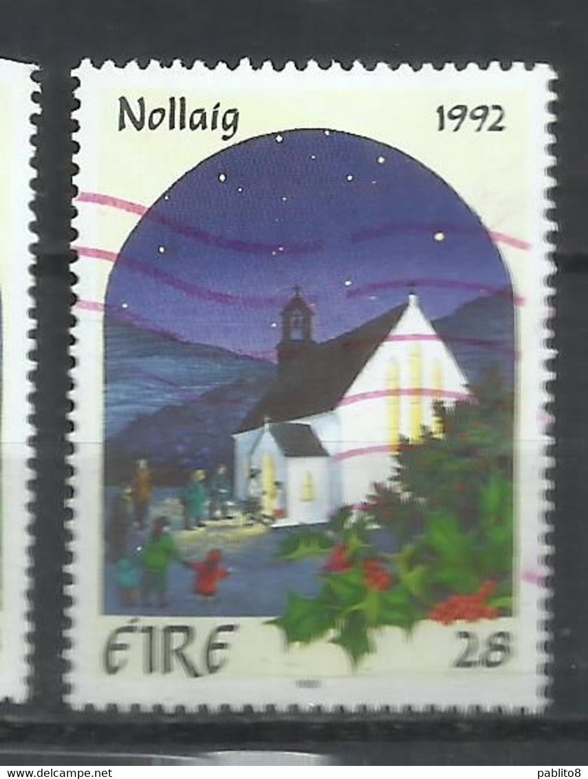 EIRE IRELAND IRLANDA 1992 CHRISTMAS RURAL CHURCHYARD NOLLAIG NATALE NOEL WEIHNACHTEN NAVIDAD 28p USED USATO OBLITERE' - Used Stamps