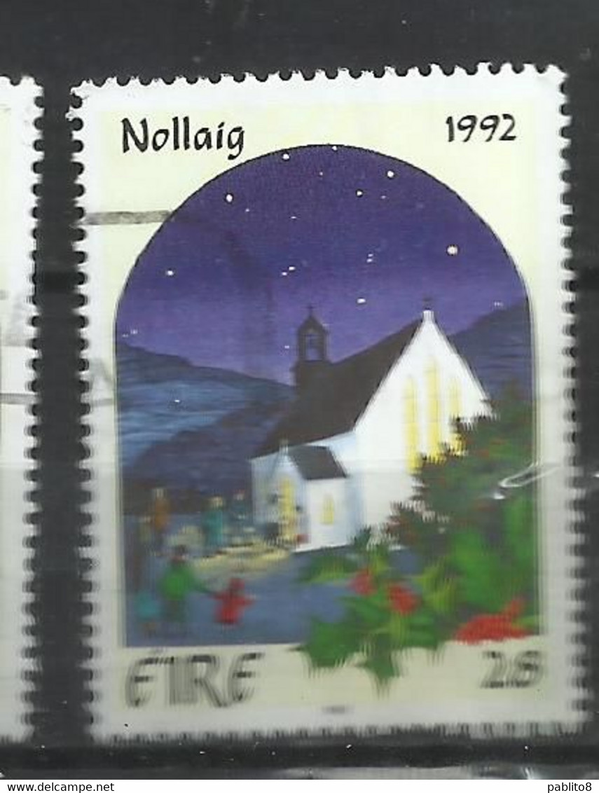 EIRE IRELAND IRLANDA 1992 CHRISTMAS RURAL CHURCHYARD NOLLAIG NATALE NOEL WEIHNACHTEN NAVIDAD 28p USED USATO OBLITERE' - Used Stamps