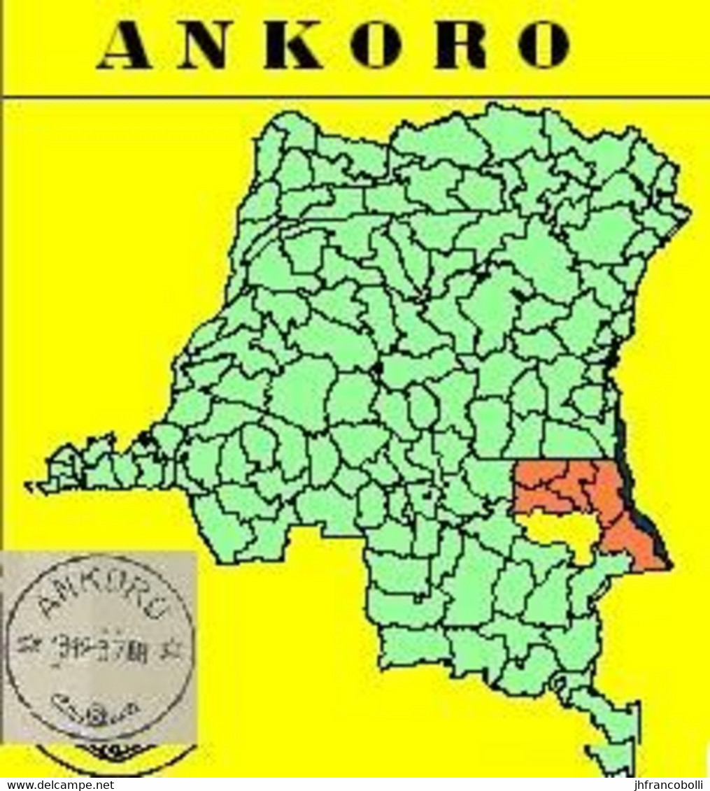 (°) ANKORO BELGIAN CONGO / CONGO BELGE CANCEL STUDY [B] 1 COB 335 WITH FREE PHOTO CARD OF THE ANKORO MISSION - Variétés Et Curiosités