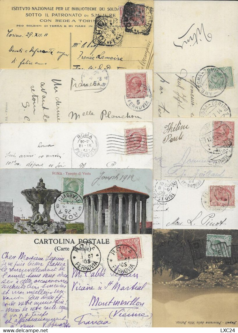 LOT OF 50 POSTCARDS WITH STAMP " VITTORIO EMANUELE III . 5C VERDE + 10C ROSSO 1906. 15C GRIGIO 1919". ALL SCANNED. - Lotti E Collezioni