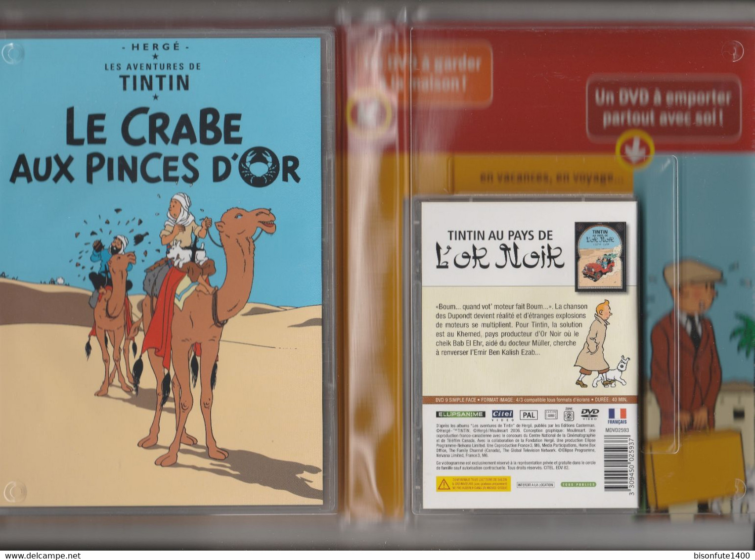 TINTIN : Coffret 2 DVD Aventures De Tintin ( 1 DVD Normal + 1 Petit DVD ) Sous Blister ( Voir Photos ) - TV-Serien
