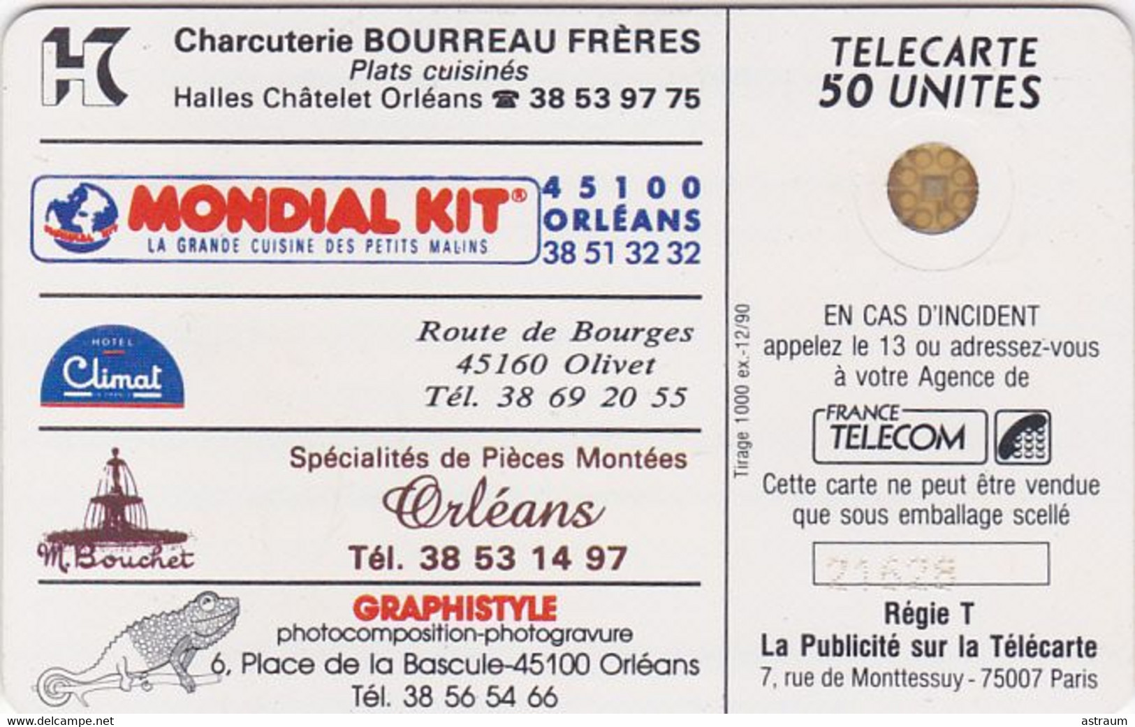 Telecarte Privée - D482  - USO Foot Orleans - SC5ab - 1000 Ex  - 50 Un - 1990 - Privées