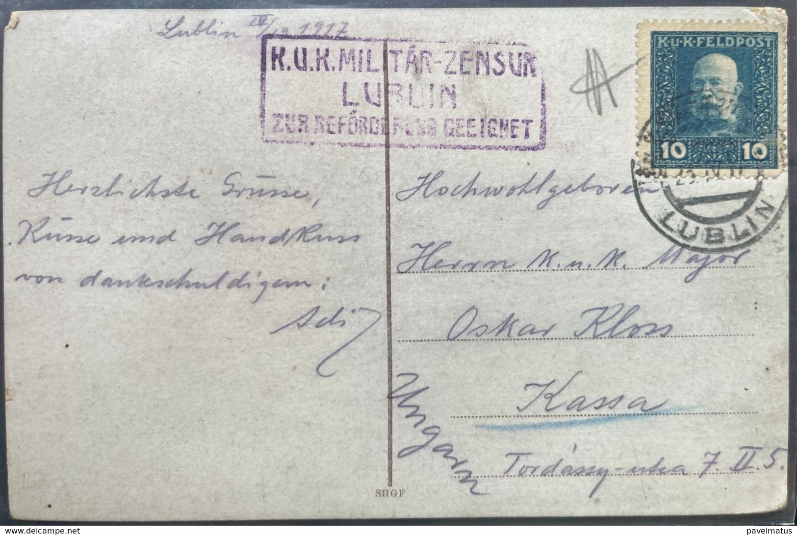 Poland  1917 Feldpost Austrian Period  Postcard Lublin 29.4.1917 Lublin Magistrat - Covers & Documents