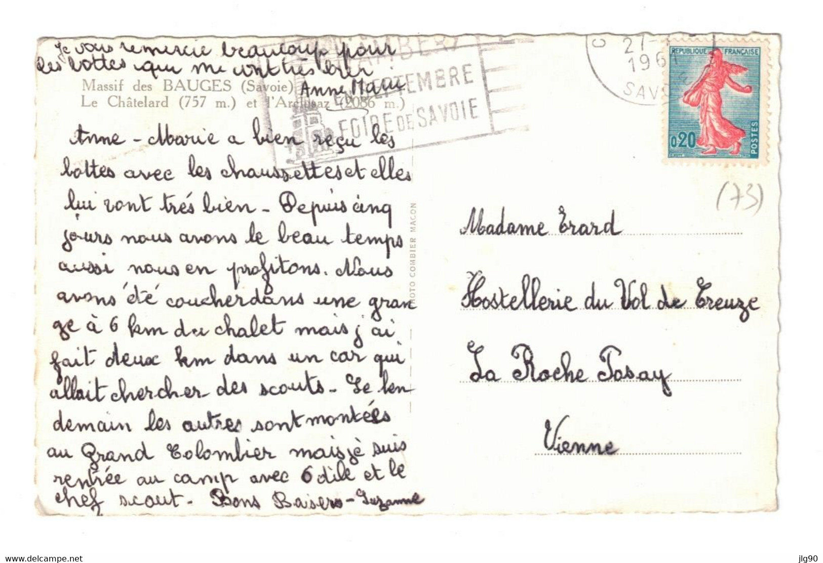 CPSM (73) Massif Des Bauges, Le Chatelârd Et L'Arclusaz  27/07/1961 - Le Chatelard