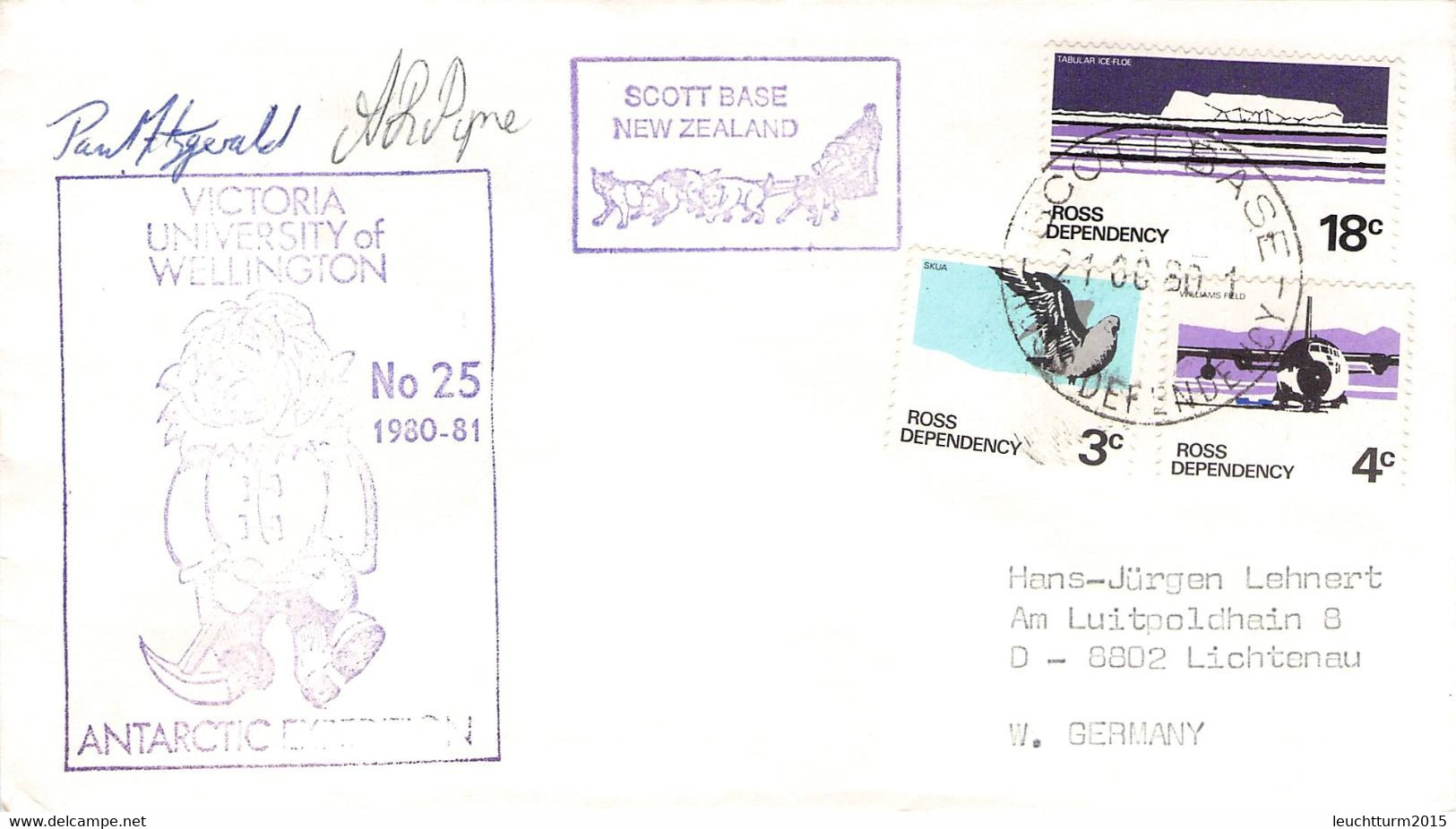 ROSS DEPENDENCY - LETTER 1980 SCOTT BASE > GERMANY / ZG27 - Covers & Documents