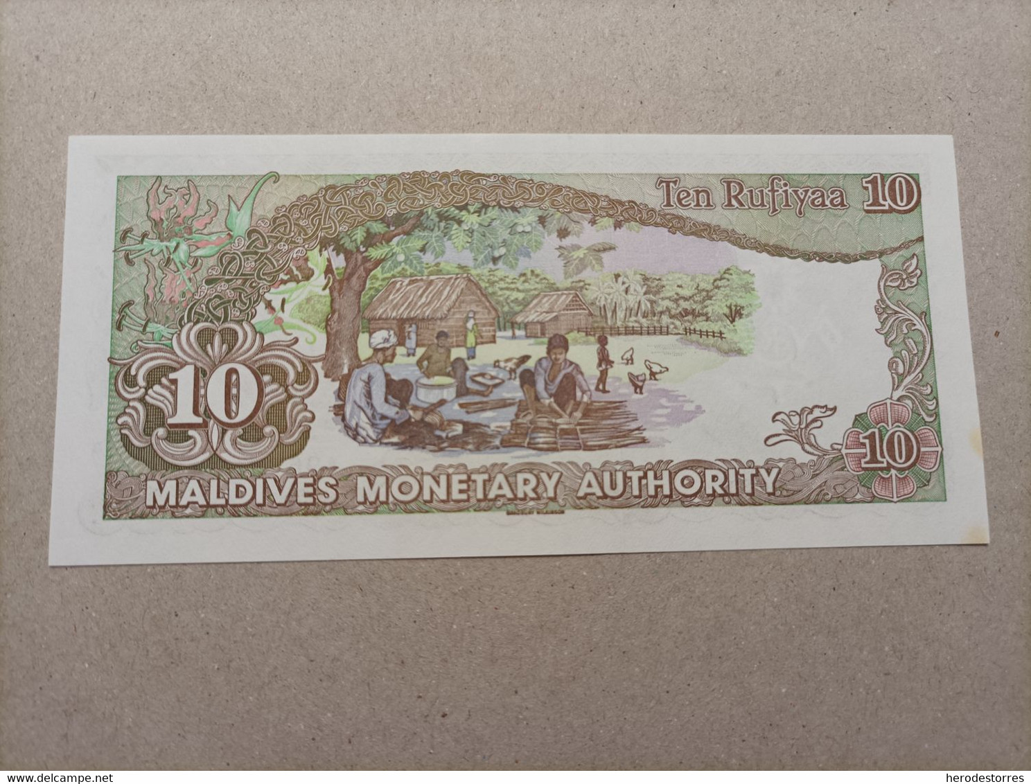 Billete De Maldivas 10 Rufiyaa, Año 1983, Serie A, UNC - Maldivas