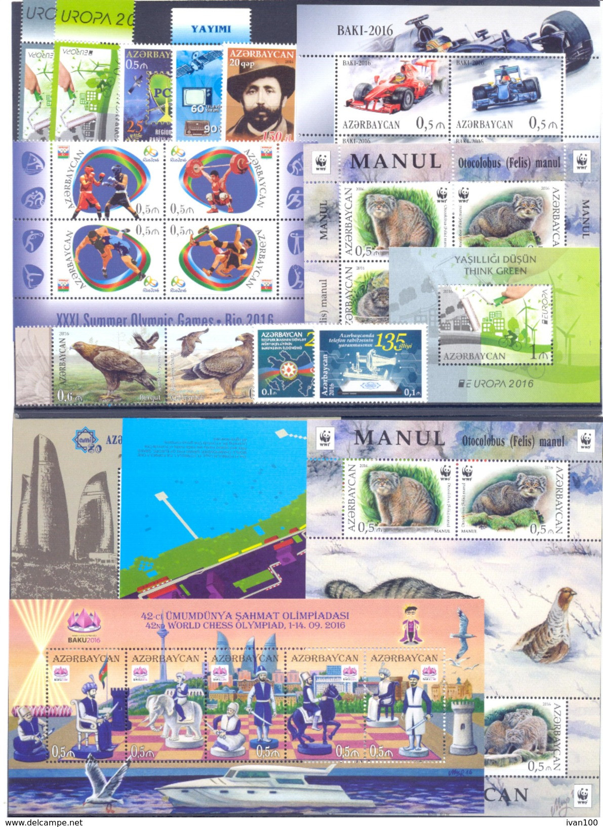 2016. Azerbaijan, Full Complete Year Set 2016, 21 Stamps + 9 S/s + 3 Sheetlets, Mint/** - Aserbaidschan