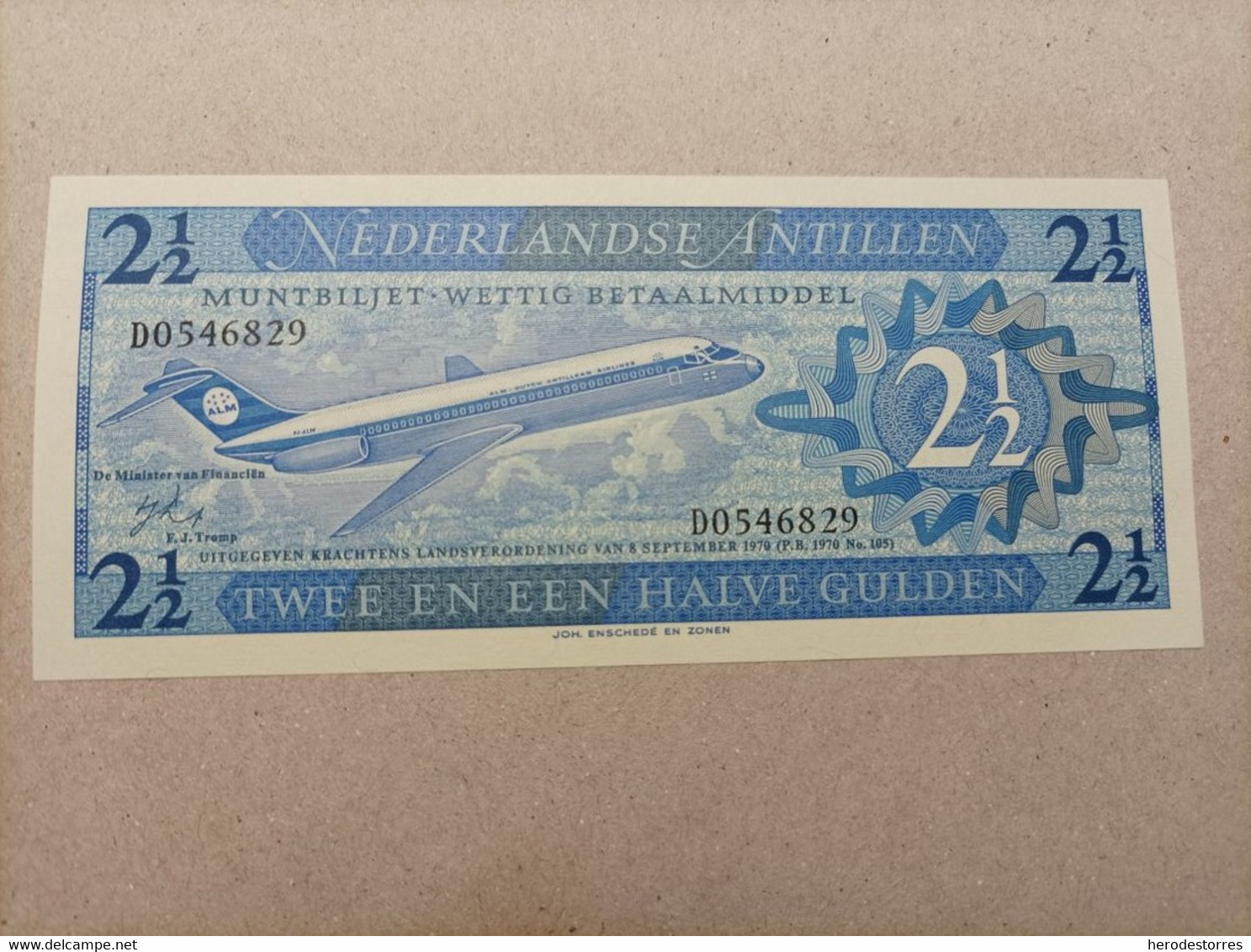 Billete De Las Antillas Holandesas De 1/2 Gulden, Año 1979, UNC - Antillas Neerlandesas (...-1986)