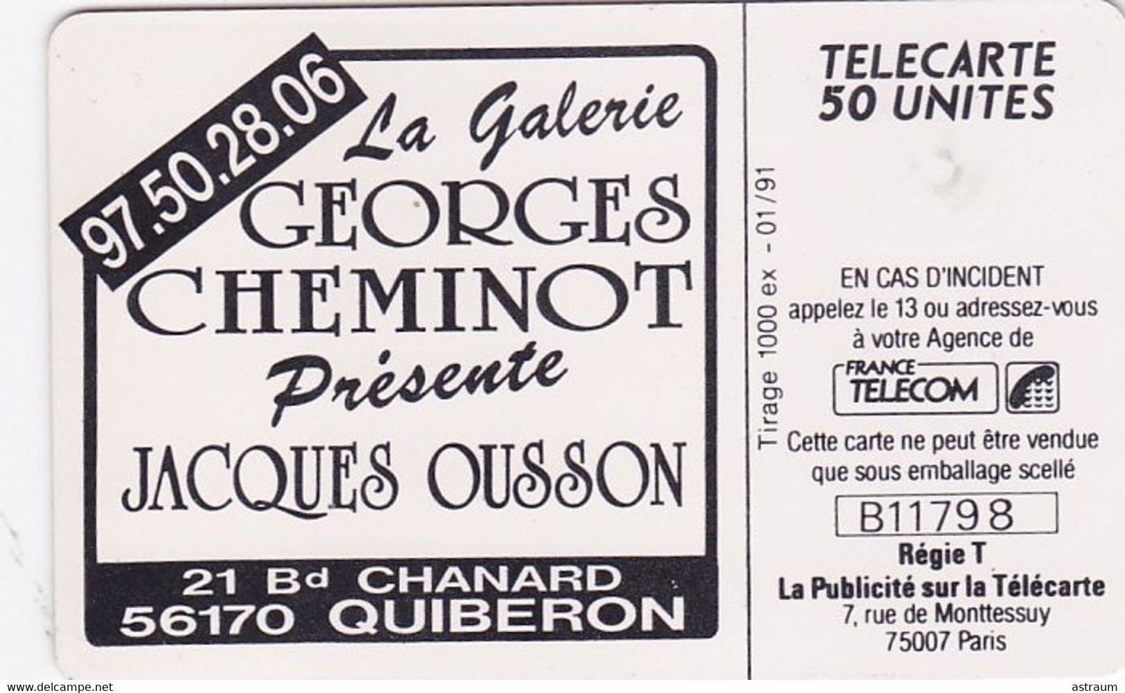 Telecarte Privée - D564 - Neuve - Galeries G Cheminots ( Tableau Jacques Ousson ) - Gem - 1000 Ex  - 50 Un - 1991 - Telefoonkaarten Voor Particulieren