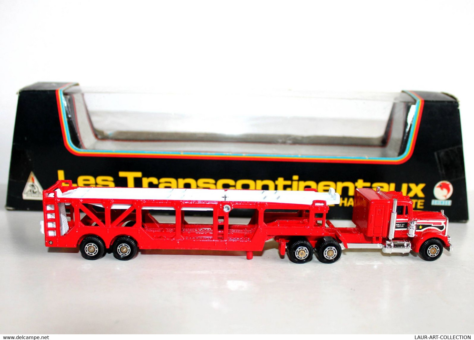 SHINSEI TRANSCONTINENTAUX 1704 CAMION SEMI-REMORQUE PORTE VOITURE KENWORTH 1/128 - MODELE REDUIT AUTOMOBILE (1712.6) - Vrachtwagens, Bus En Werken