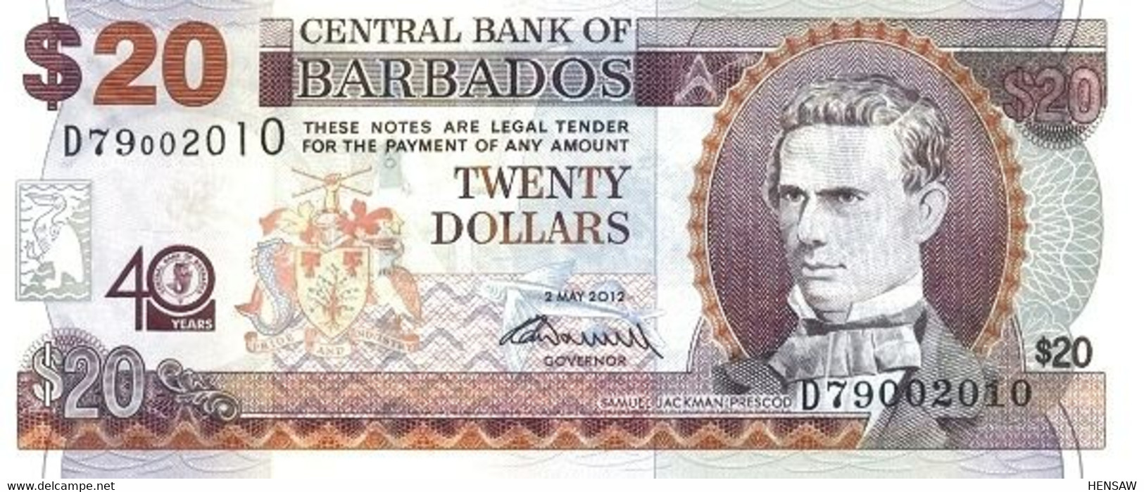 BARBADOS 20 DOLLARS P 72 2012 UNC SC NUEVO - Barbados