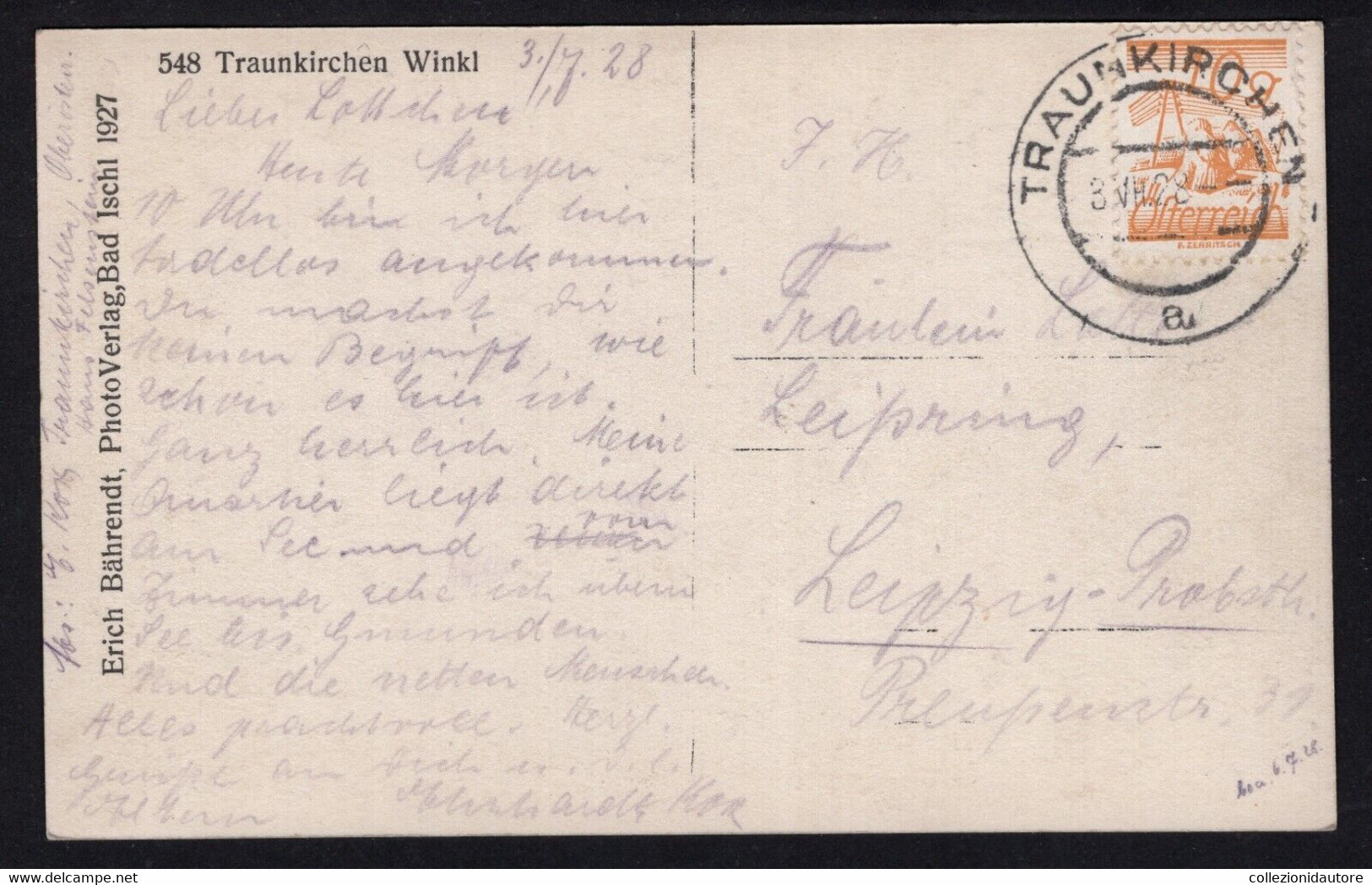 ÖSTERREICH - TRAUNKIRCHEN - TRAUNKIRCHEN WINKI - CARTOLINA FP SPEDITA NEL 1928 - Traun