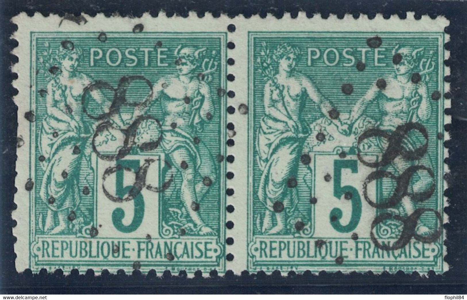 SAGE - N°75 PAIRE - JOUR DE L'AN - LOSANGE GROS CHIFFRES 888 - RARE. - 1876-1898 Sage (Type II)