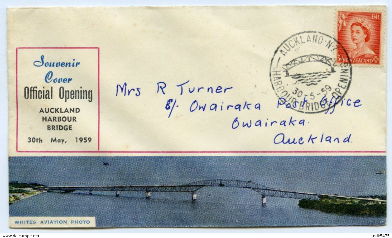 NEW ZEALAND : OFFICIAL OPENING - AUCKLAND HARBOUR BRIDGE, 1959 / OWAIRAKA POST OFFICE / NORTHCOTE - Lettres & Documents