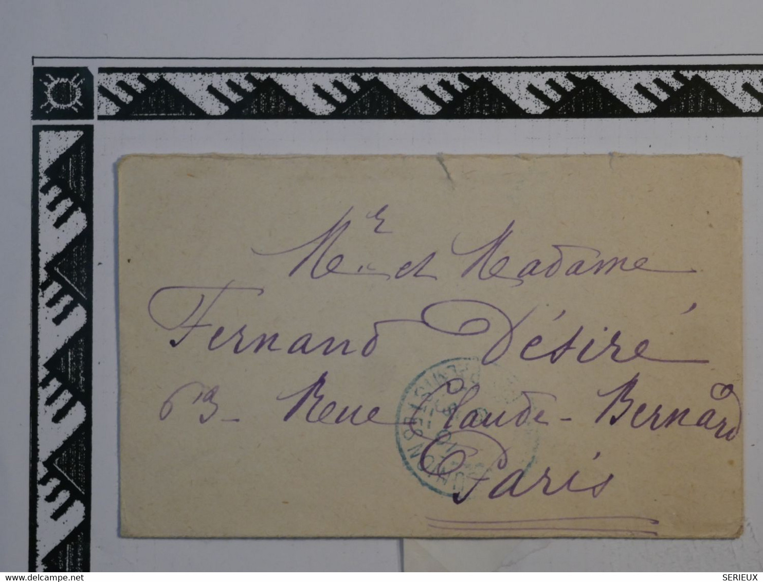 BK5 LA REUNION  BELLE  LETTRE  1919  SAINT DENIS   A   PARIS FRANCE +BORD DE FEUILLE+CACHET BLEU ++AFFRANCH. INTERESSANT - Lettres & Documents