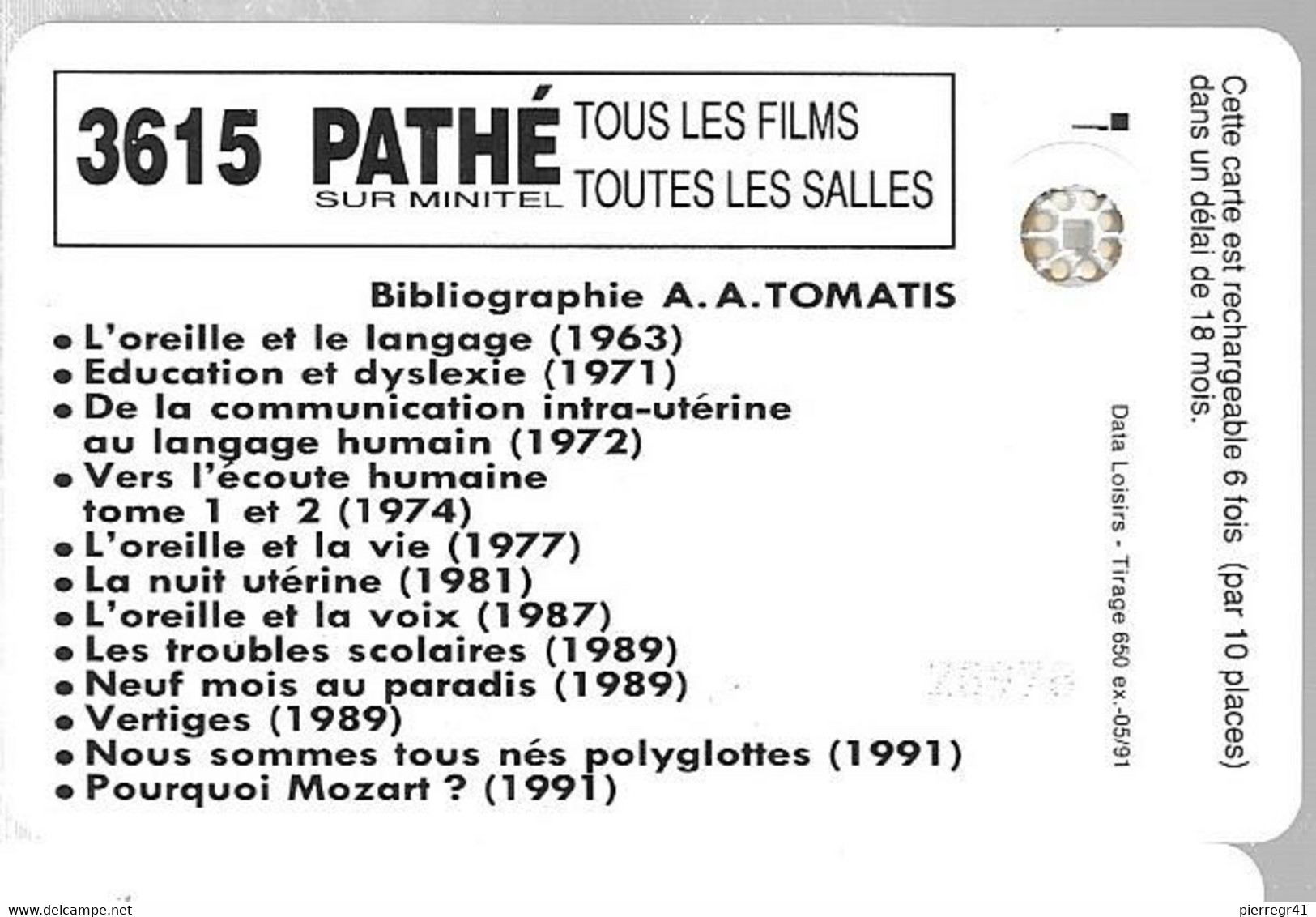 CARTE-FR- CINEMA-PATHE-SC5Ab-N° Impact 26978-TOMATIS-Tirage 650Ex-R°/V° Glacé-NEUVE-LUXE/RARE - Bioscoopkaarten