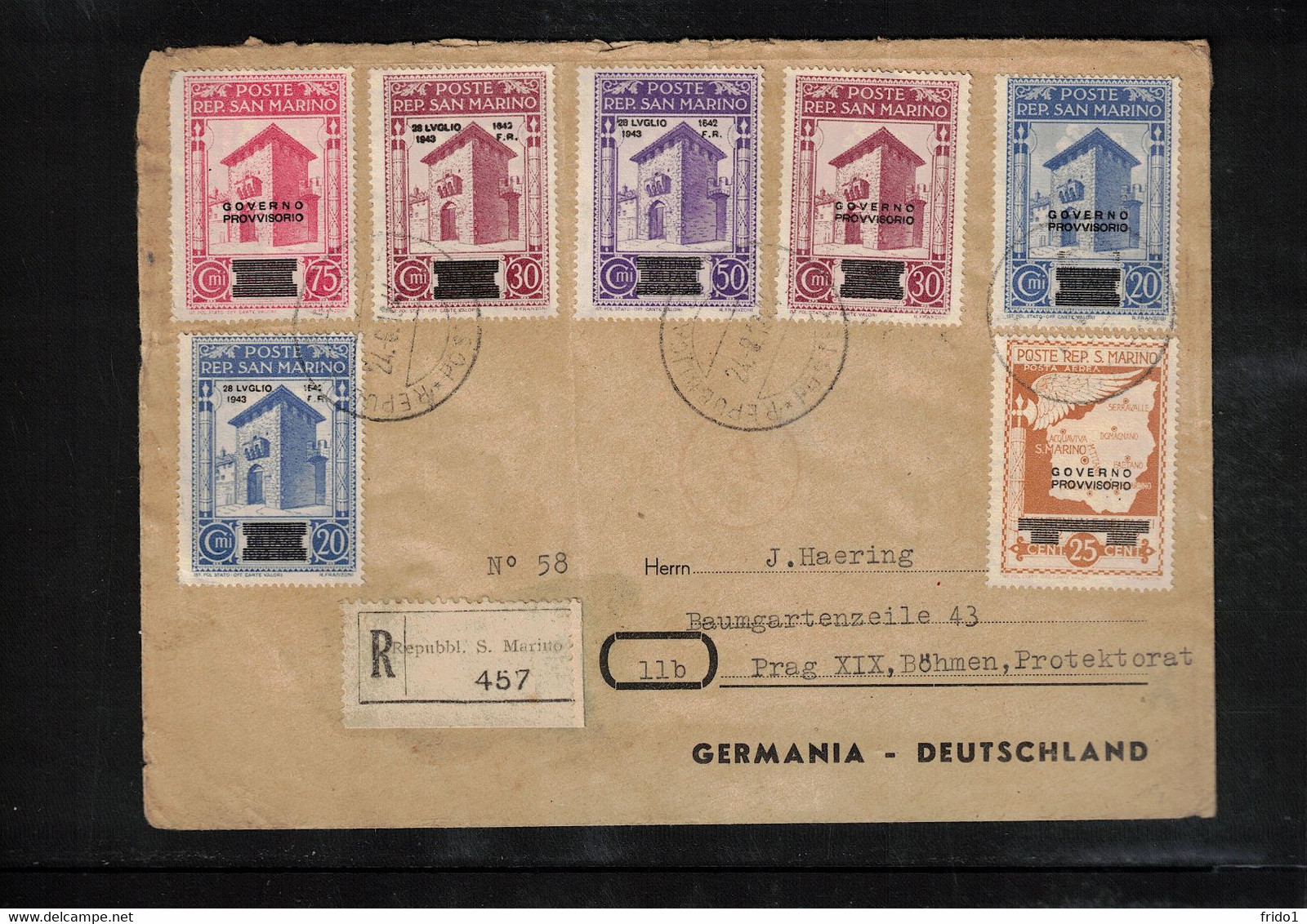 San Marino 1944 Interesting Registered Letter - Covers & Documents