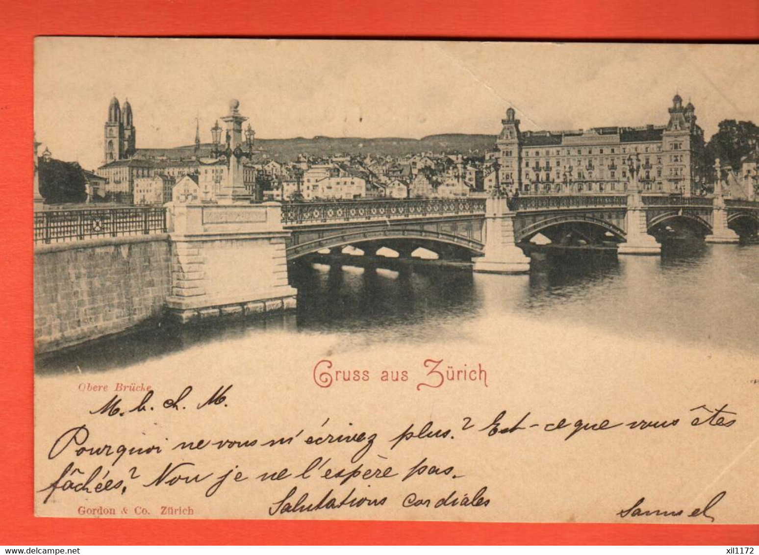 OAD-29 Gruss Aus Zürich  Brücke.  Gelaufen Bülach 1899  Nach Estavayer-le-lac - Bülach