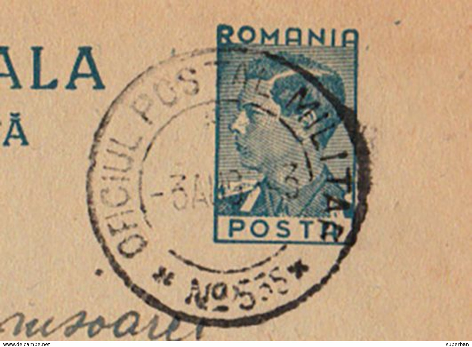 ROMANIA : CARTE ENTIER POSTAL / STATIONERY POSTCARD - MAILED By MILITARY POST : O. P. M. Nr. 555 - 1943 (ak912) - 2. Weltkrieg (Briefe)