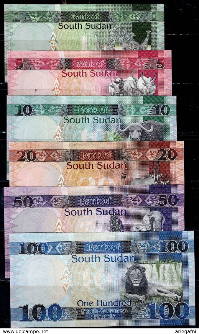 SOUTH SUDAN 2017 BANKNOTES SET OF 6 BANKNOTS 1, 5, 10, 20, 50, 100 POUNDS UNC !! - South Sudan