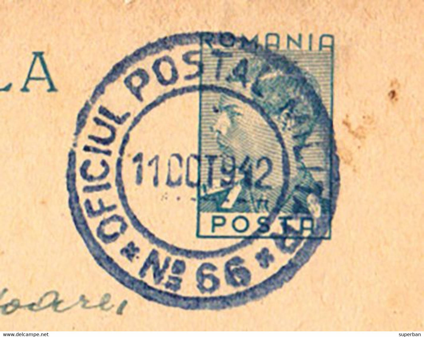 ROMANIA : CARTE ENTIER POSTAL / STATIONERY POSTCARD - MAILED By MILITARY POST : O. P. M. Nr. 66 - 1942 (ak913) - 2. Weltkrieg (Briefe)