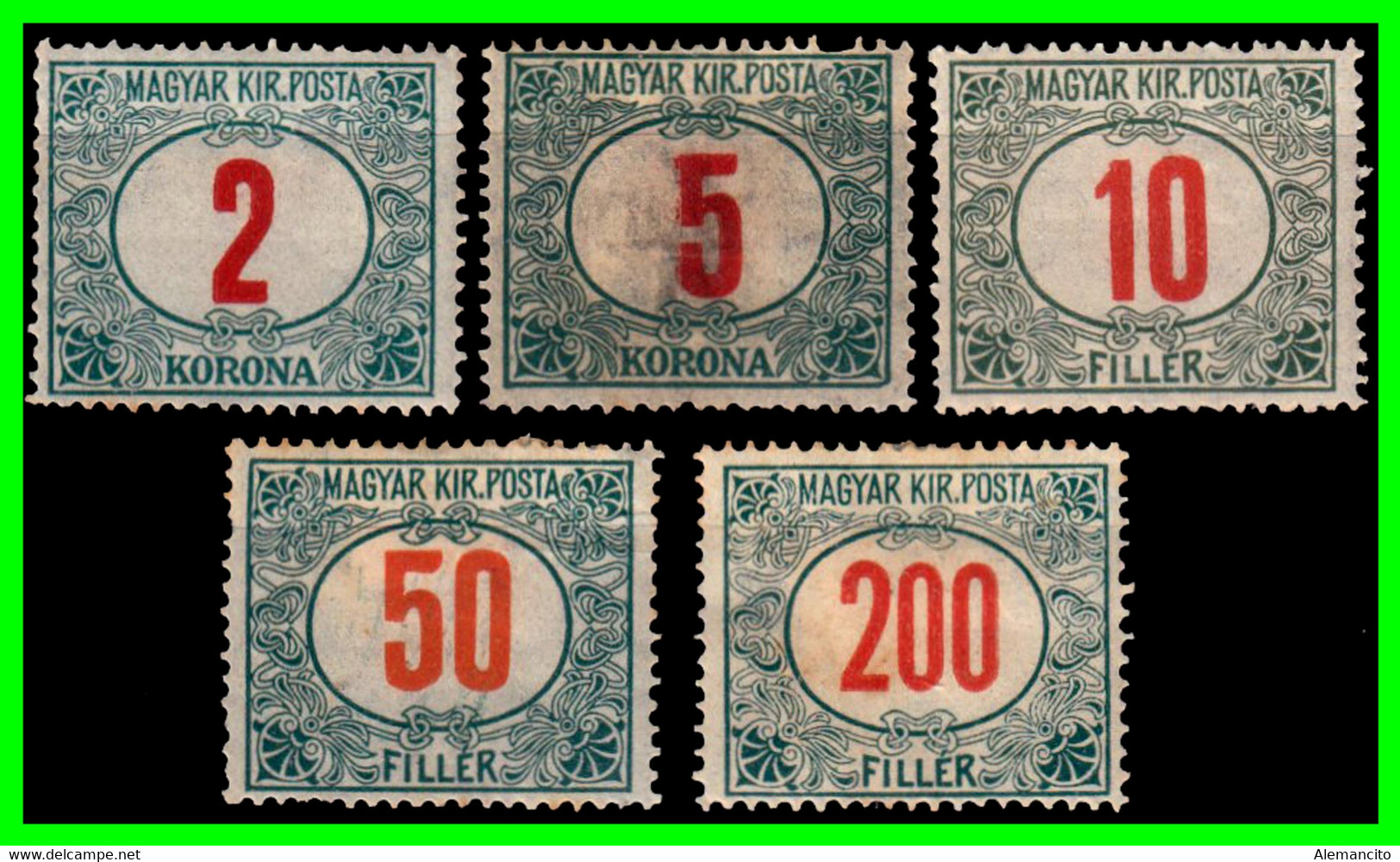 HUNGRIA… (EUROPA) SELLOS FISCALES AÑO 1915-19  NUMERALS - TELLIER 2 NEGRO - Fiscaux