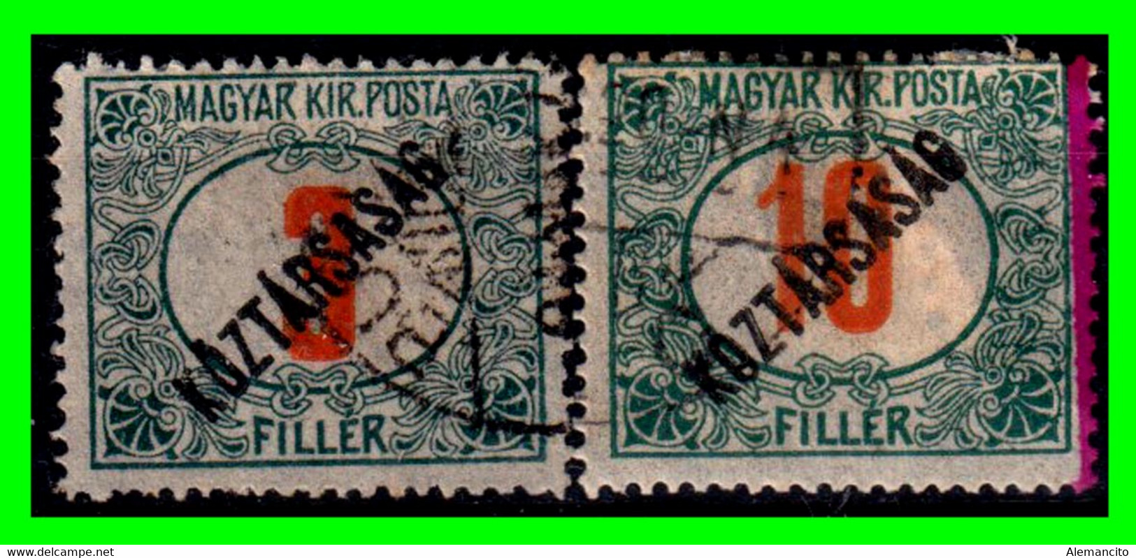 HUNGRÍA-… (EUROPA ) SELLOS AÑO 1918 TIMBRES FISCALES, SOBREIMPRESO KÖZTARSASAG, AS - Steuermarken