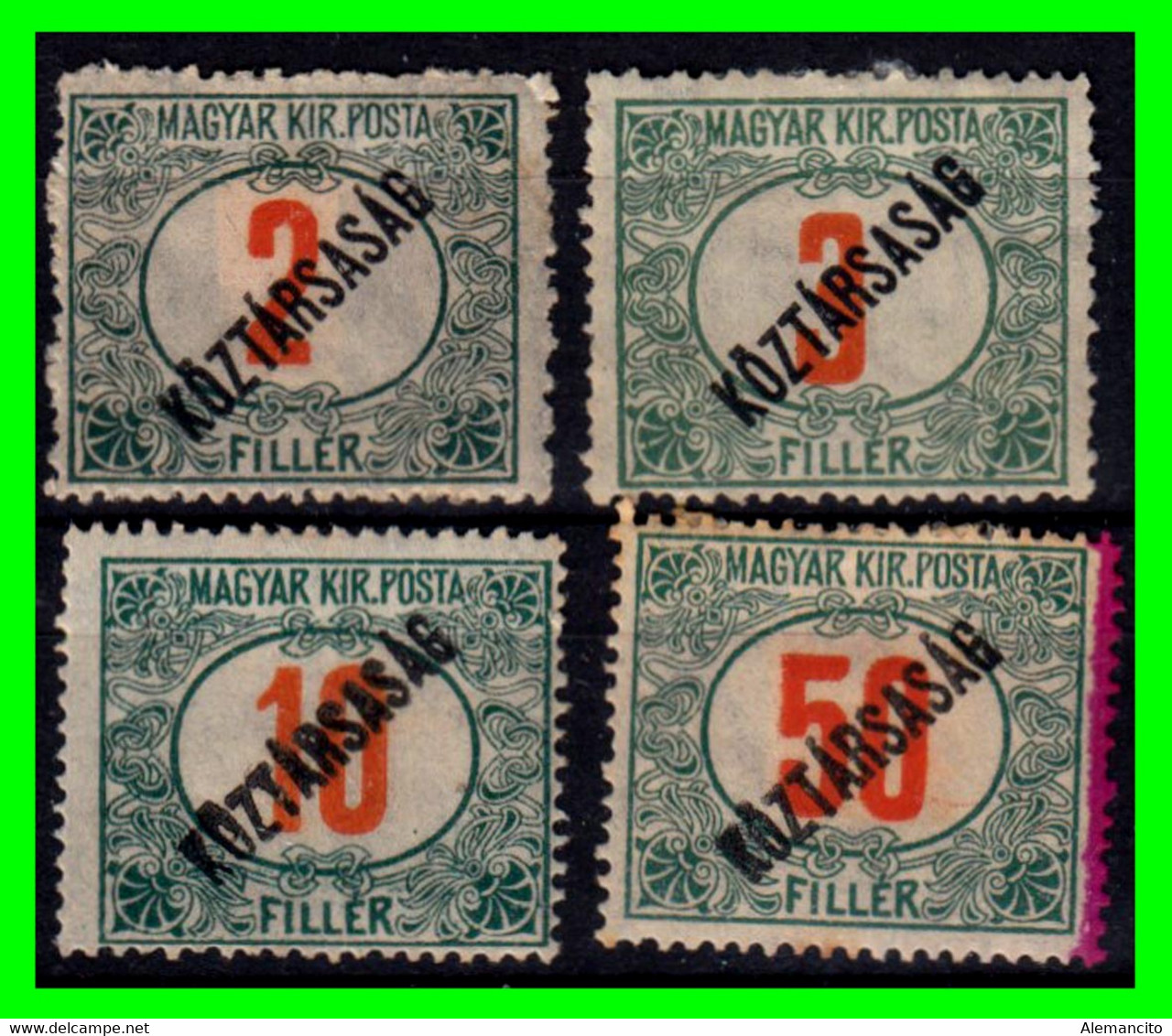 HUNGRÍA-… (EUROPA ) SELLOS AÑO 1918 TIMBRES FISCALES, SOBREIMPRESO KÖZTARSASAG, AS - Steuermarken