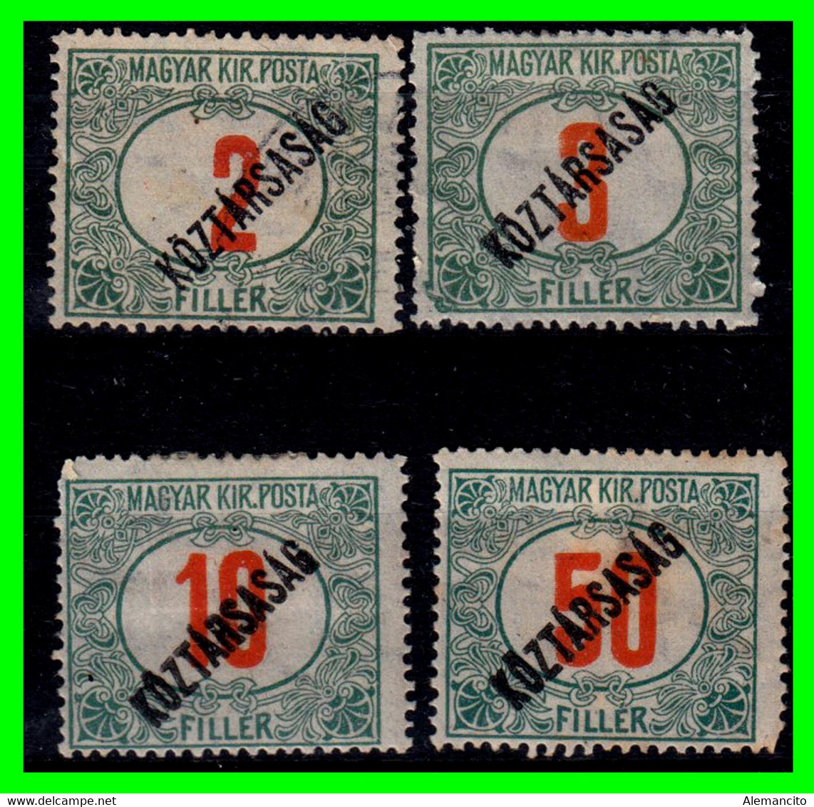 HUNGRÍA-… (EUROPA ) SELLOS AÑO 1918 TIMBRES FISCALES, SOBREIMPRESO KÖZTARSASAG, AS - Revenue Stamps