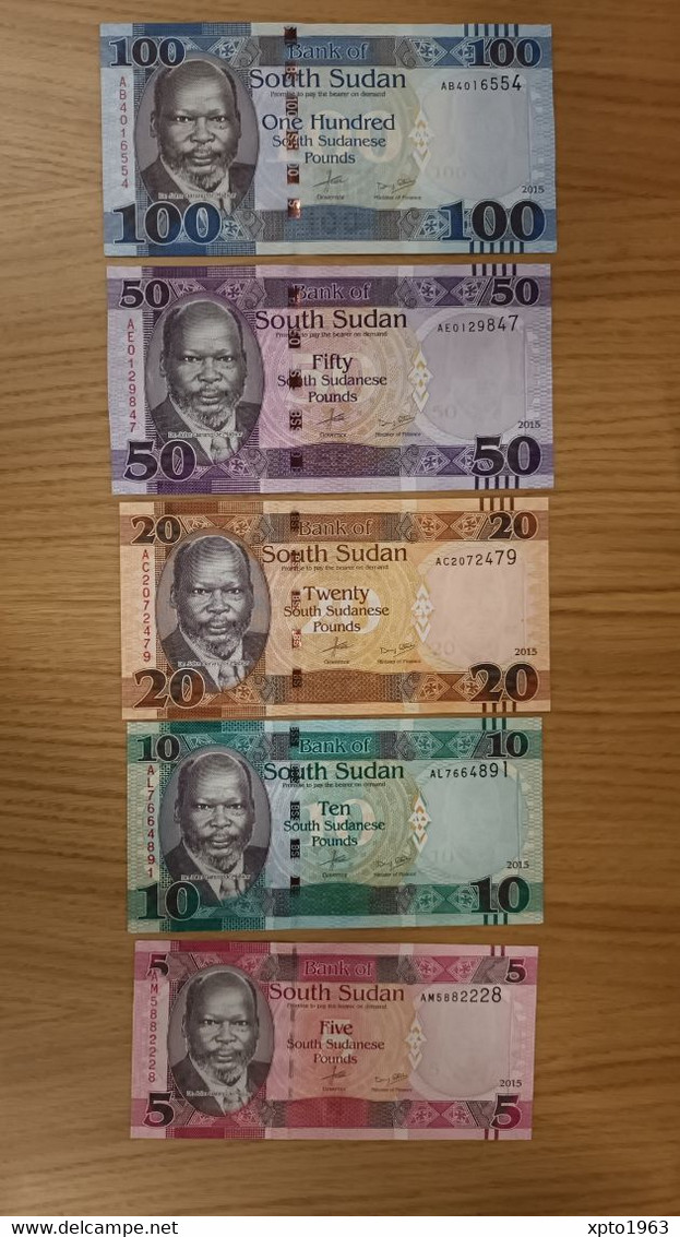 South Sudan 5 10 20 50 Nd 100 Pounds 2015 Issue 5 Pieces SET UNC - Zuid-Soedan