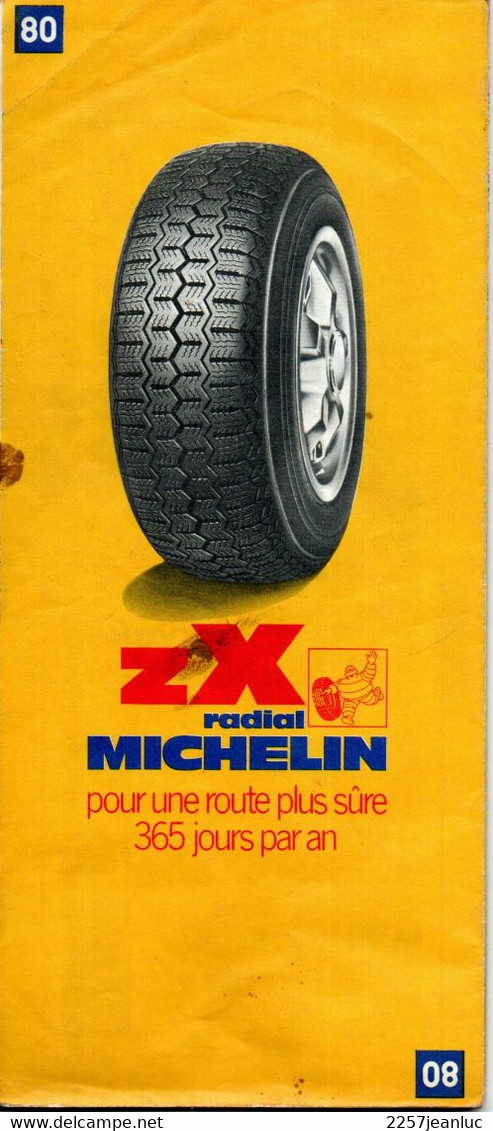 Carte Michelin  N: 80 - Rodez  Nîmes  - Carte  Routière Et Touristique   Au  200000 ème  De 1972 Pub ZX Radial Au Dos - Cartes/Atlas