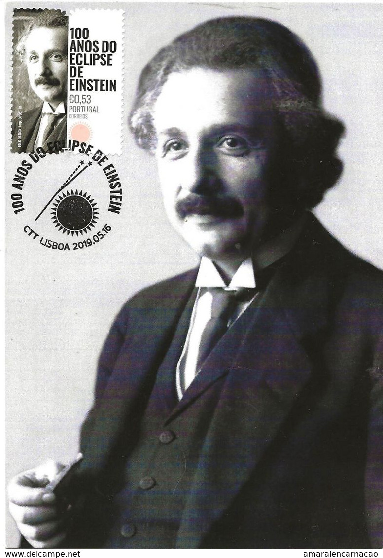 CARTE MAXIMUM - MAXIMUM KARTE - CARTOLINA MAXIMA - MAXIMUM CARD - PORTUGAL - 100 ANS D'ECLIPSE  DE EINSTEIN - Albert Einstein