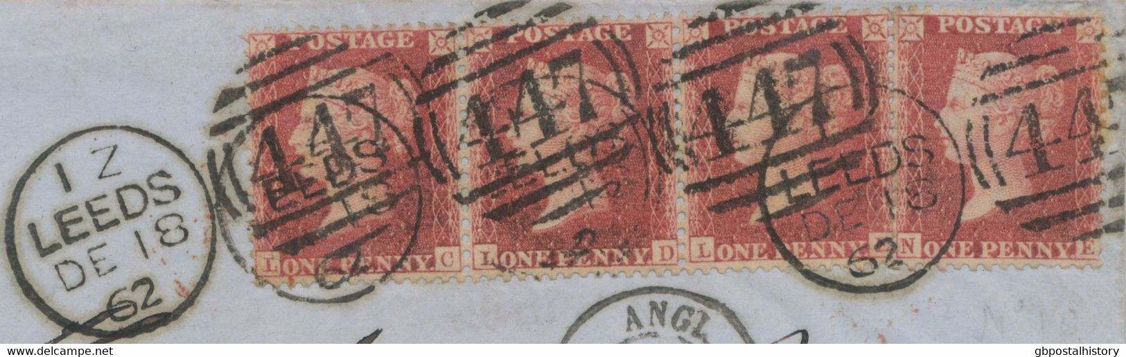 GB 1862, QV 1 D Stars Strip Of Three (LC-LE) And Single Stamp (NE) Seems To Be From Two Different Plates - Briefe U. Dokumente