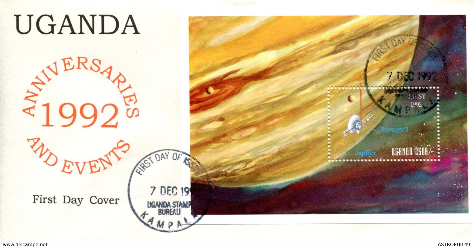 94192006 UG 19921207 Kampala; Sonde Voyager-2; 2 Fdc  Yt 956-57 + Bf169 - Afrique