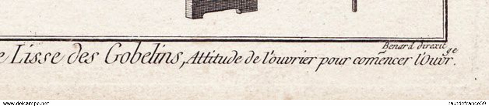 Ancienne Planche Originale Bernard Direxit 1780 Métier Fabrication TAPISSERIE DE HAUTE LISSE Des GOBELINS Ouvrier - Rugs, Carpets & Tapestry