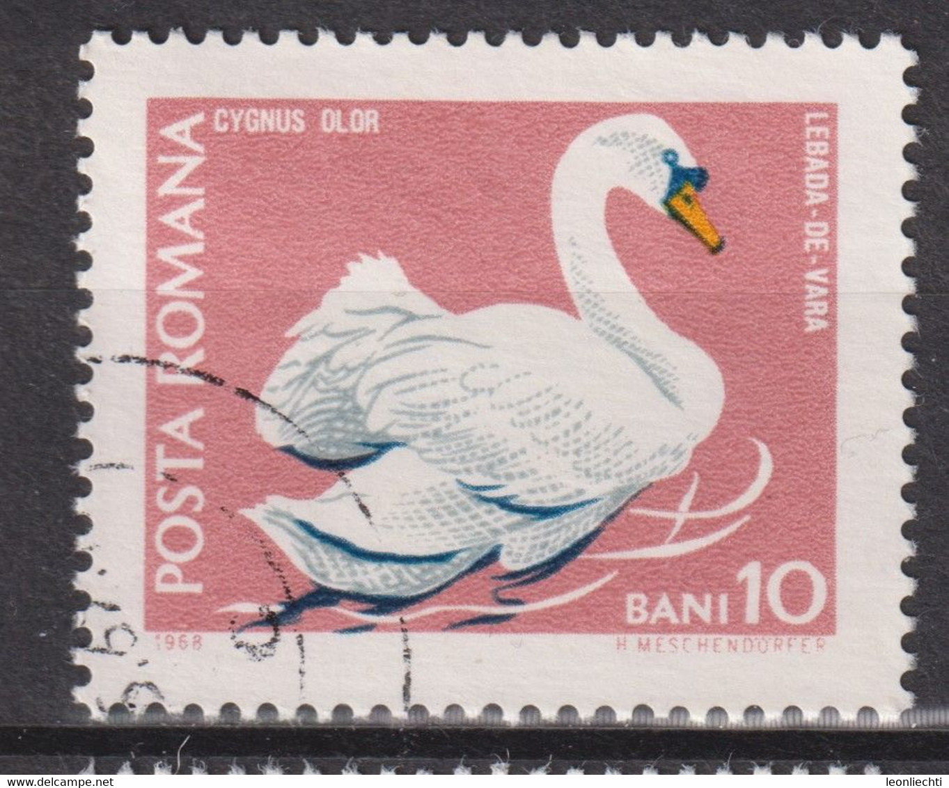 1968 Rumänien,  Mi:RO 2724°, Yt:RO 2423°,  Schwan, Fauna Der Naturschutzgebiete - Swans