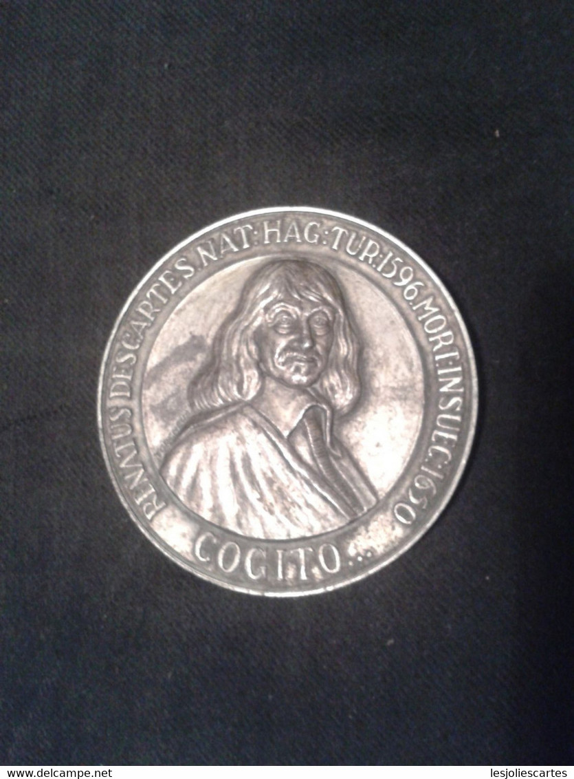 MEDAILLE RENE DESCARTES COGITO Par TORCHEUX PRESSE PAPIER PAPERWEIGHT - Pisapapeles