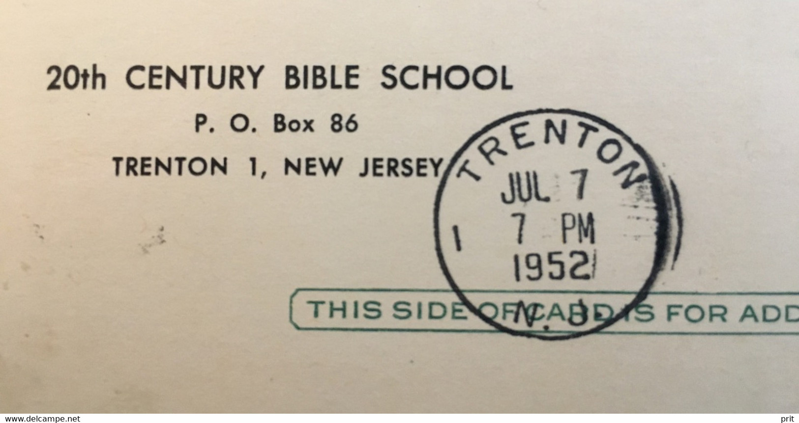 United States 1952 1C+1C Uprated Postal Stationery Card From Trenton N.J. 20th Century Bible School To Athens Greece - 1941-60