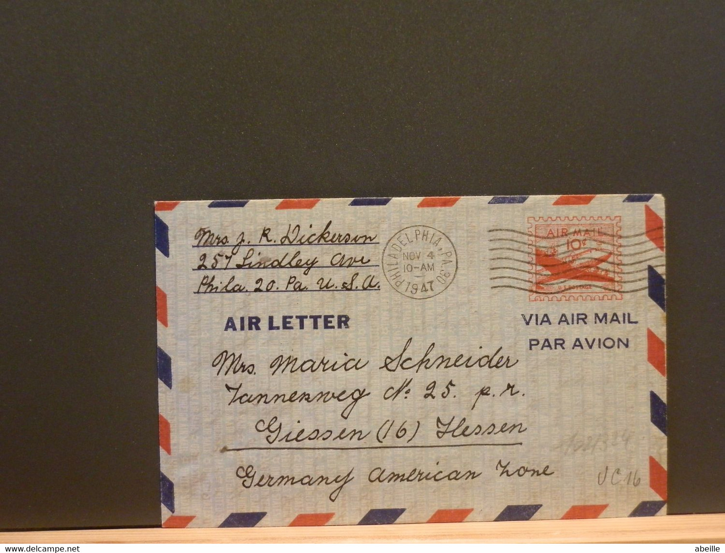 102/324  AIR LETTER USA TO GERMANY - 1941-60