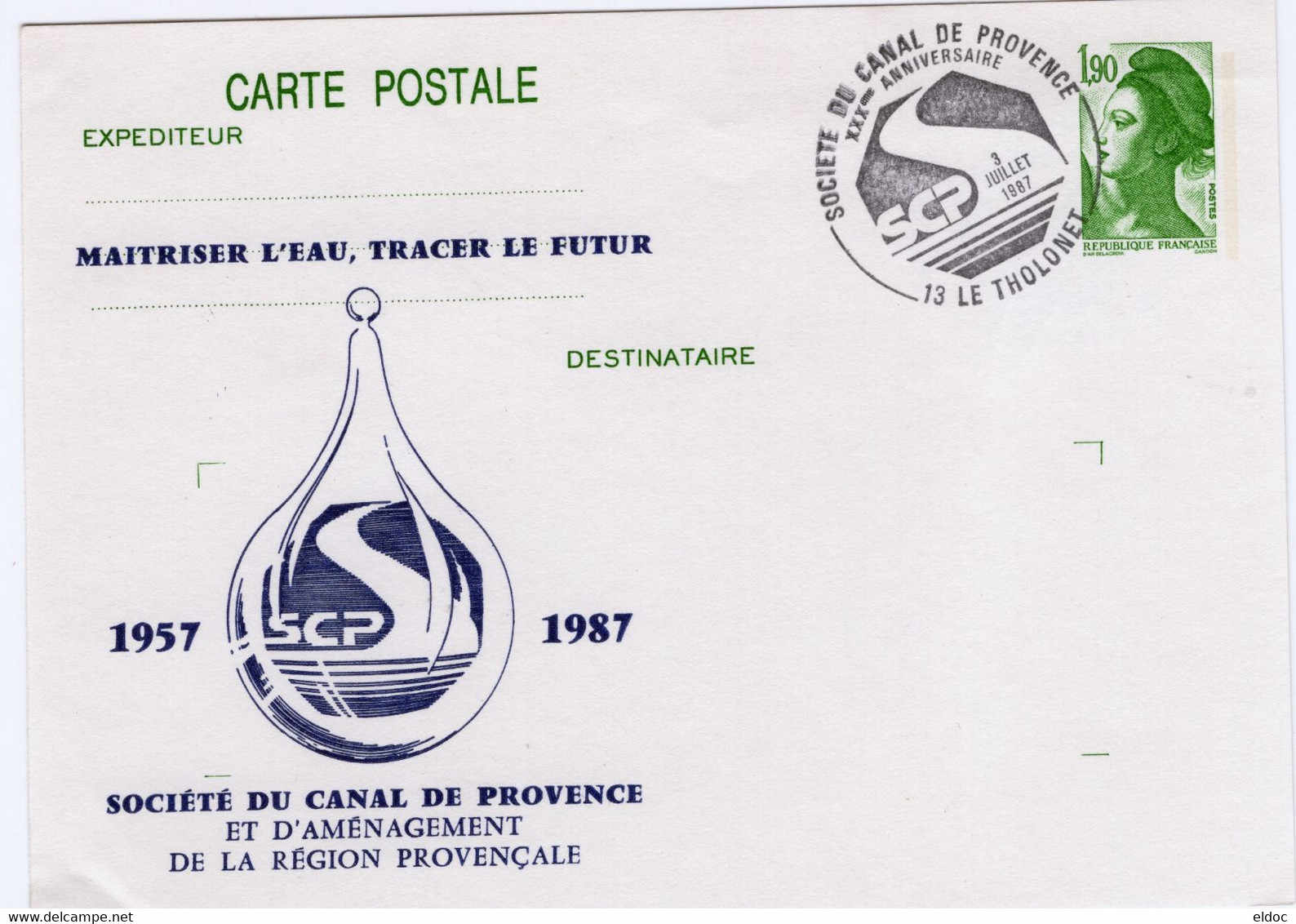 Entier Postal  N° 2424 (1,90 Liberté) Repiqué LE THOLONET 1987 - Buste Ristampe (ante 1955)