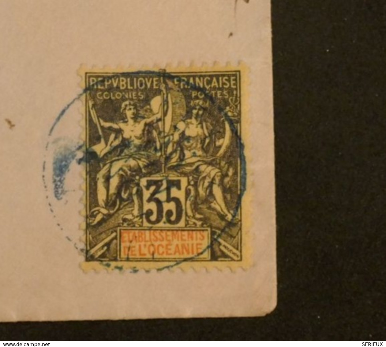 BK6 ET. OCEANIE  BELLE LETTRE 1921 PAPEETE TAHITI A PARIS FRANCE+TYPE SAGE 35C  ++AFFRANCH. INTERESSANT++ - Brieven En Documenten