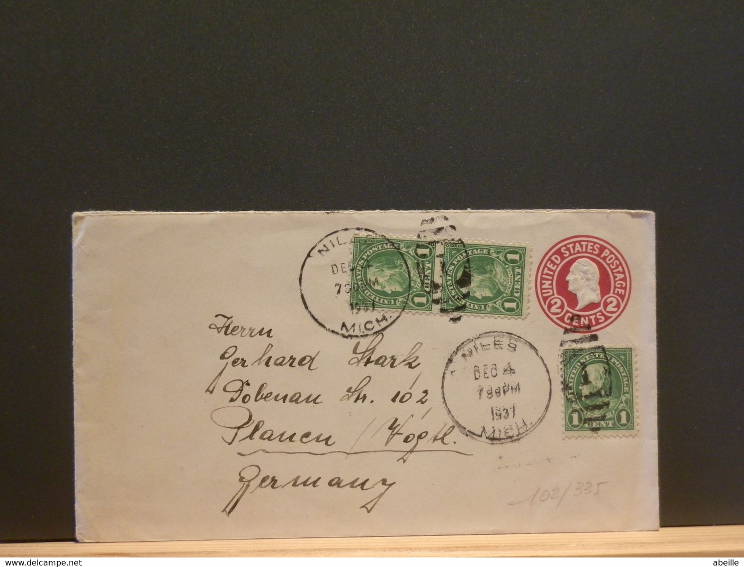 102/335 ENVELOPPE  USA TO GERMANY  1937 - 1921-40