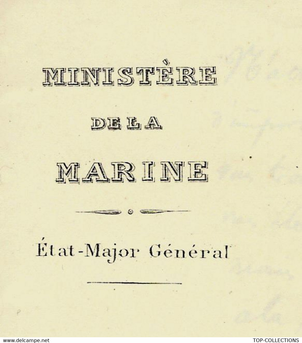 LE PISTON EST « Grippé »1899   ENTETE ETAT MAJOR GENERAL MINISTERE DE LA MARINE AVANCEMENT VOIRTEXTE + SCANS - Historical Documents