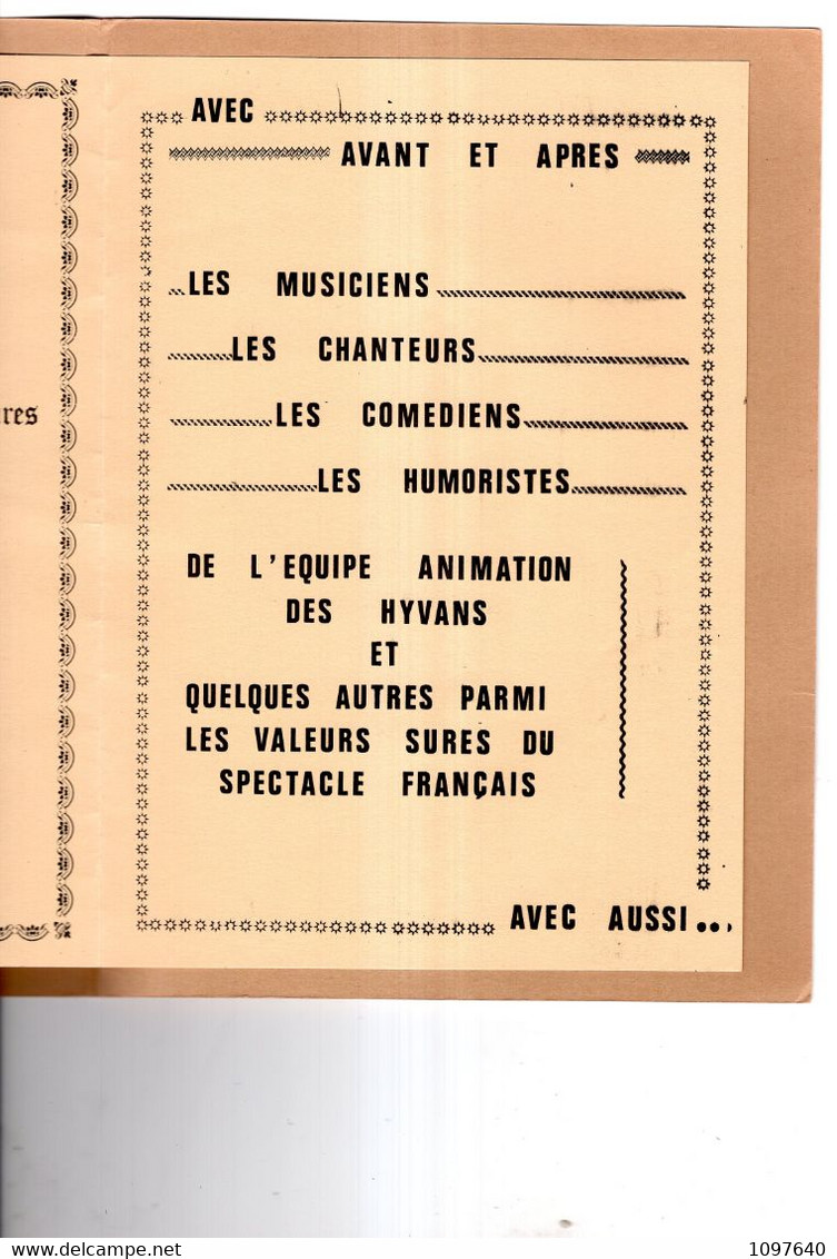 MENU. SOUVENIR DU CABARET DES HYVANS, LE CLUB DES DEMOISELLES COIFFEES. - Menus