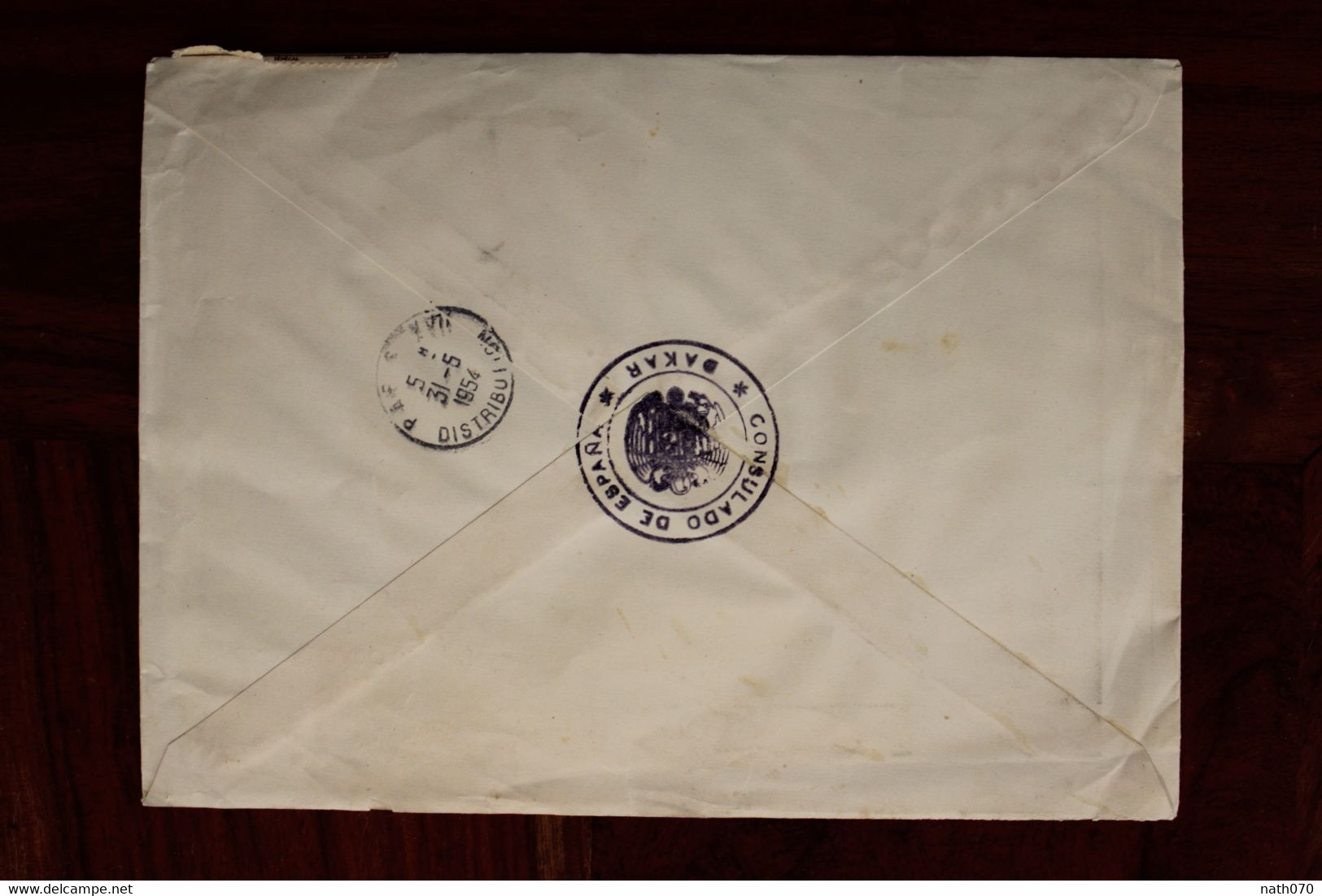 1954 SENEGAL France Enveloppe Consulado Espana Spain Espagne Cover Air Mail Colonies AOF Recommandé Registered R - Storia Postale