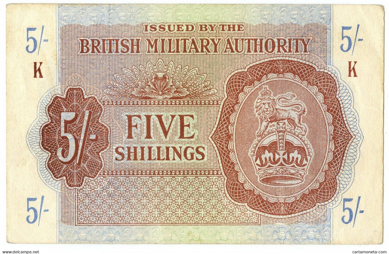 5 SHILLINGS OCCUPAZIONE INGLESE ITALIA BRITISH M. AUTHORITY 1943 BB/SPL - 2. WK - Alliierte Besatzung