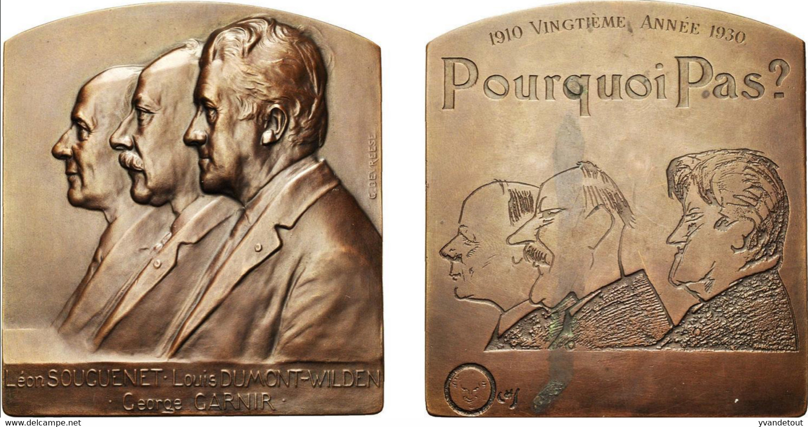 BELGIQUE, Médaille Bronze, 1930, Gérard Devreese. 20e Anniversaire Du Journal Satirique "Pourquoi Pas ?". Rare - Oggetti 'Ricordo Di'