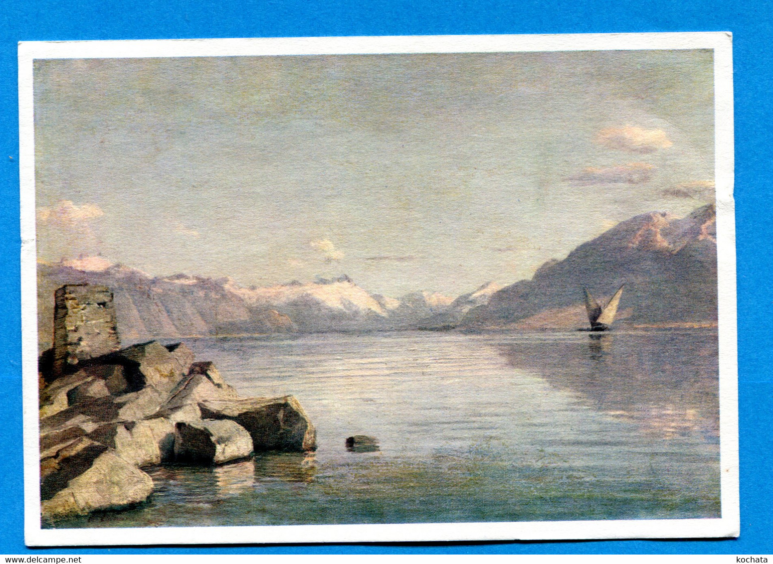 TW182, Chavannes, Le Lac Léman à Villette, Dent Du Midi, Voilier, GF, Circulée 1958 - Villette