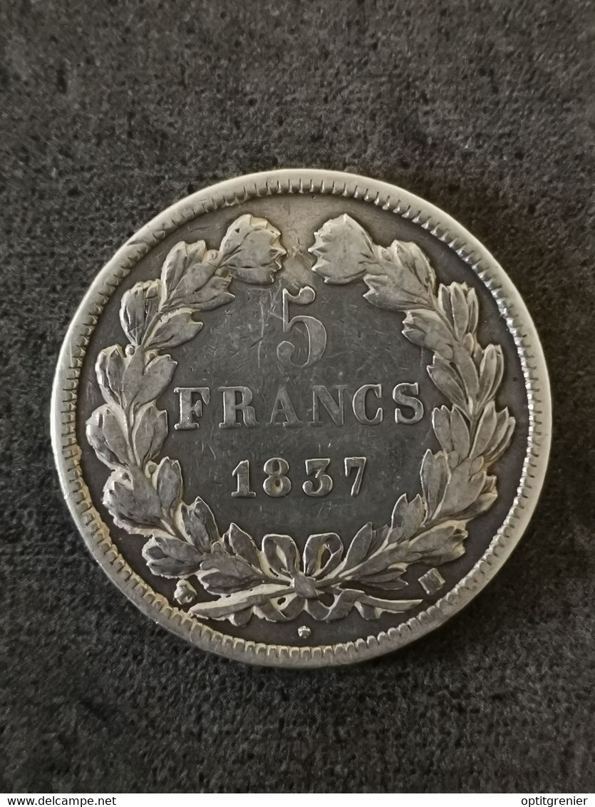 5 FRANCS ARGENT LOUIS PHILIPPE I 1837 MA MARSEILLE DOMARD 2è RETOUCHE 776 301 EX. FRANCE / SILVER - 5 Francs
