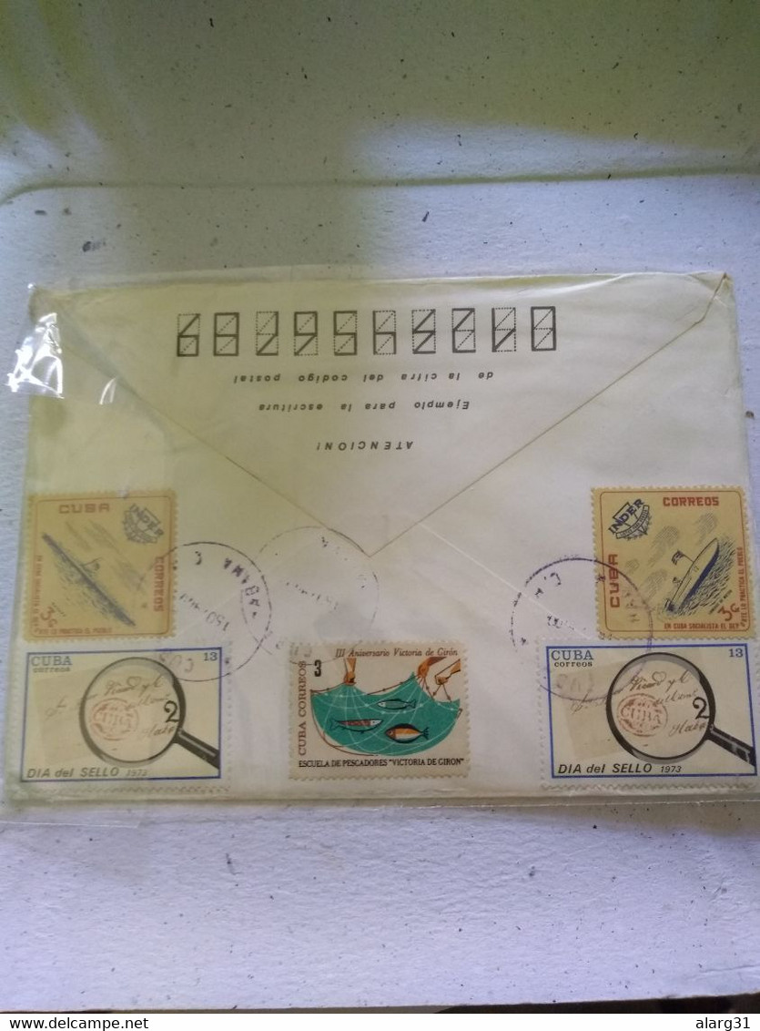 Cuba Pstat Coral Curious Use Of 1954 Plane  Sugar 1954 Stamp Yv A102 Back Too Reg Post E7 Conmems.1 /2 Cover - Covers & Documents